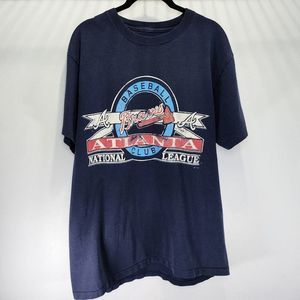 Atlanta Braves 1993 League Vintage Baseball Shirt Blue USA 90s‎ Size Large